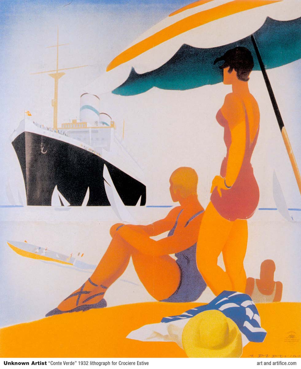 Conte Verde Art Deco travel poster image lithograph
