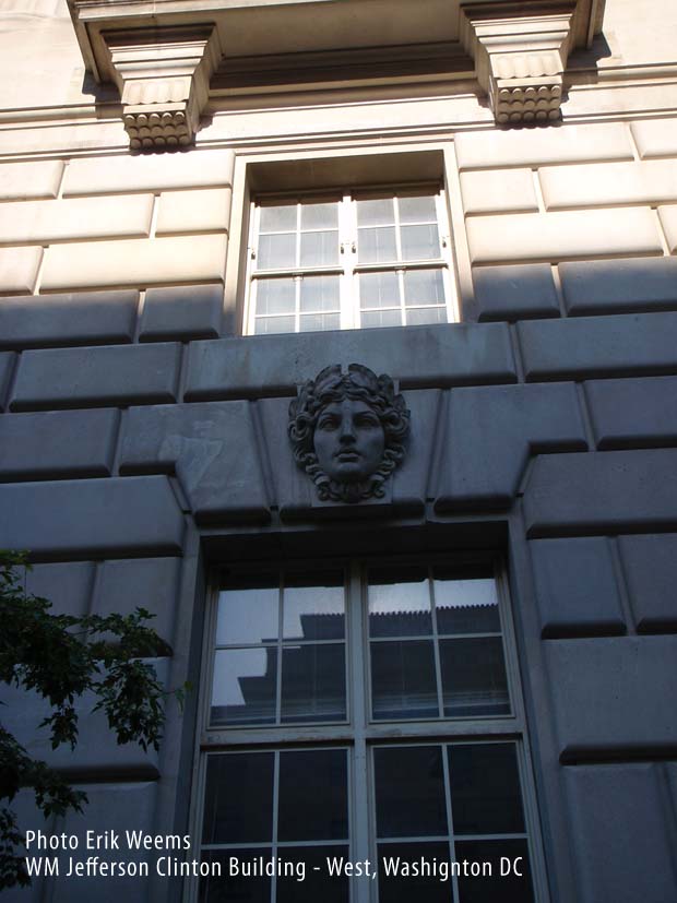 Face Facade scuptiure at William Jefferson CLinton Building West - Washington DC