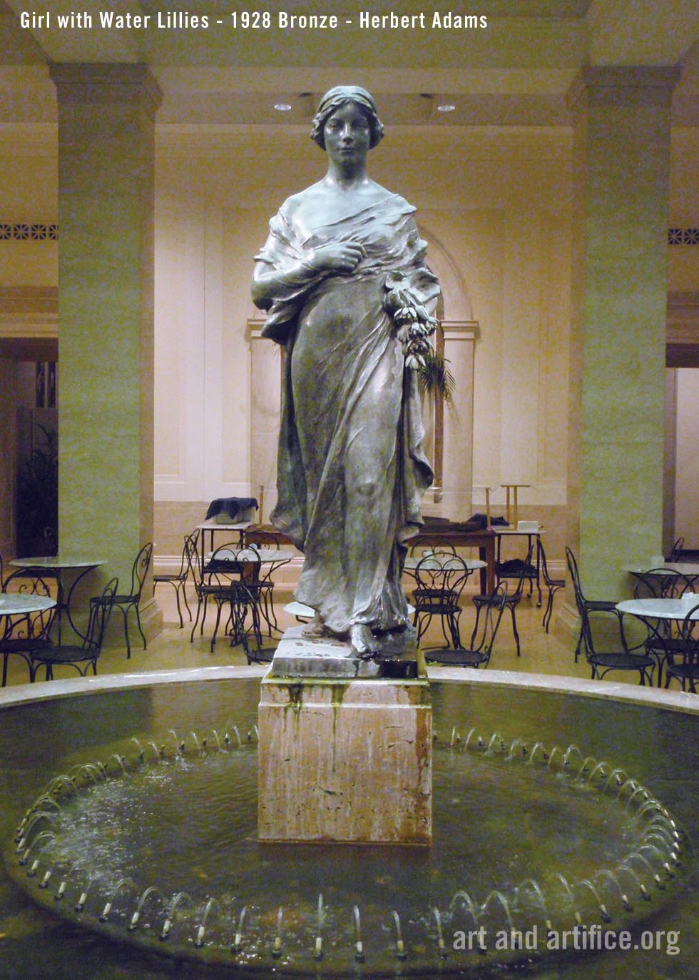Girl with Water Lillies - 1928 Bronze - Herbert Adams