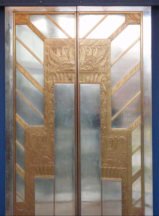 Art Deco Bronze-Steel-Nickel elevator Door Panel 1931
