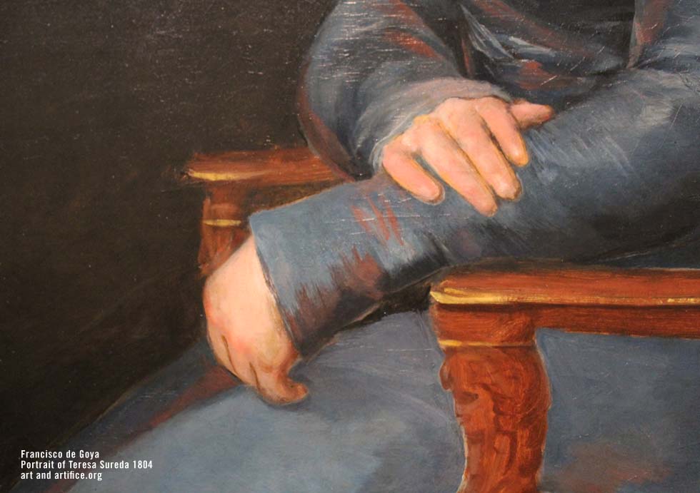 Detail image portrait of Teresa Sureda by Goya