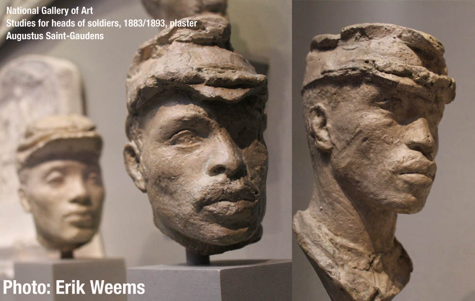 Studies for soldier heads by Saint-Gaudens, Shaw Memorial