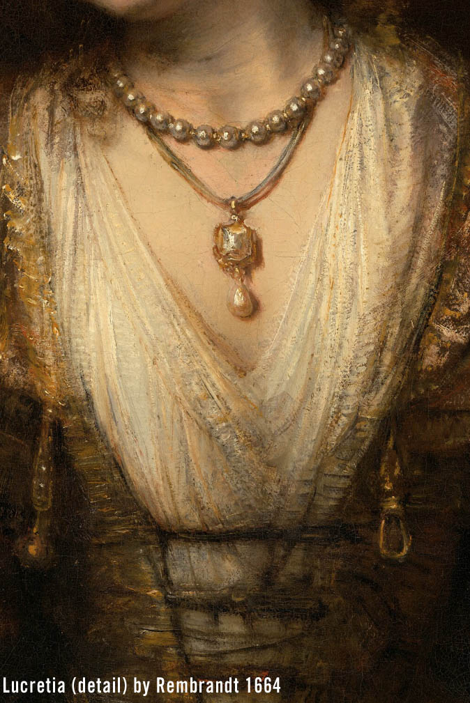 Lucretia Jewelry art by Rembrandt 1664