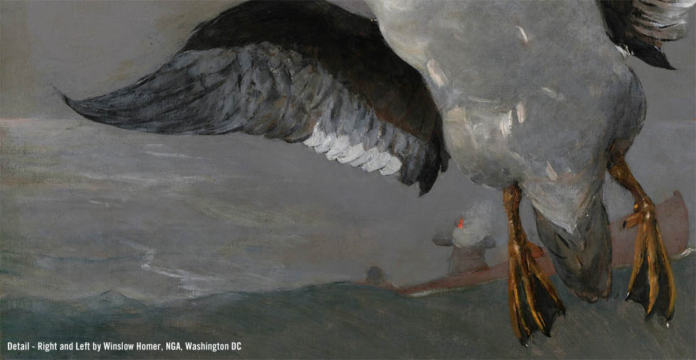 Detail section Right and Left by Winslow Homer painted 1909