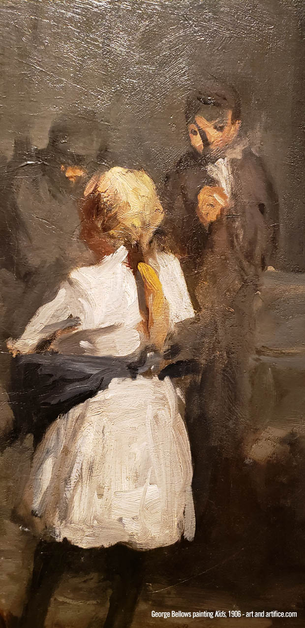 Detail image with female figure in George Bellows painting KIDS from 1906