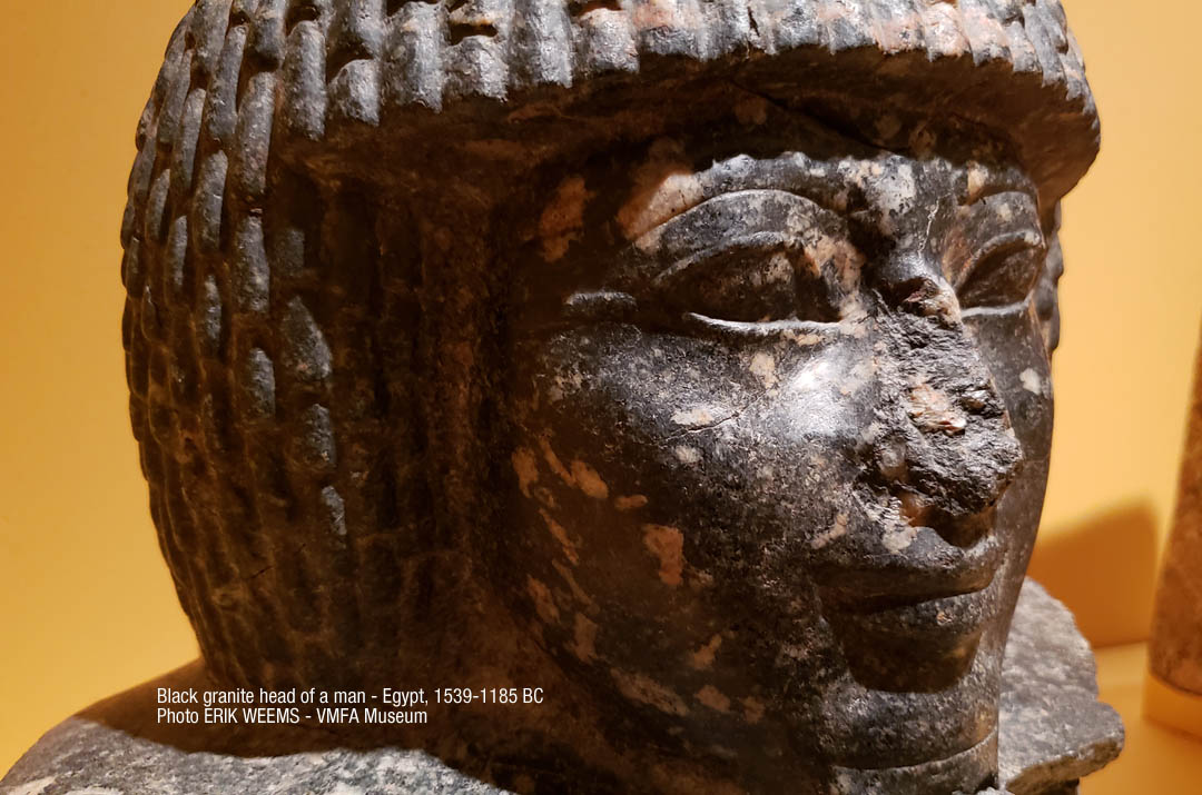 Black Granite head sculpture of Egyptian Man