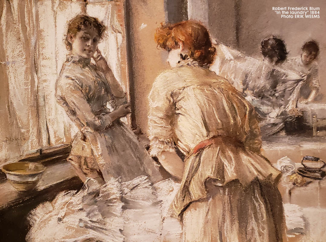 In the Laundry detail image from the painting by Robert Frederick Blum 1884