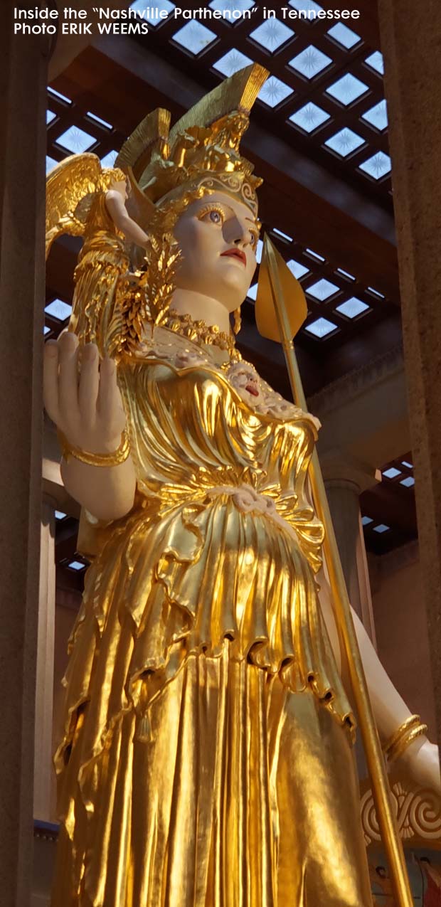 Gold idol inside the Nashville Parthenon in Tennessee