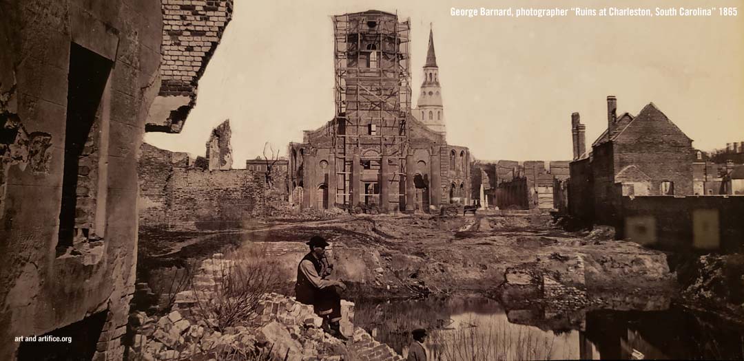 Photo of the ruins in South Carolina by George Barnard at the town of Charleston, image by George Barnard 1865