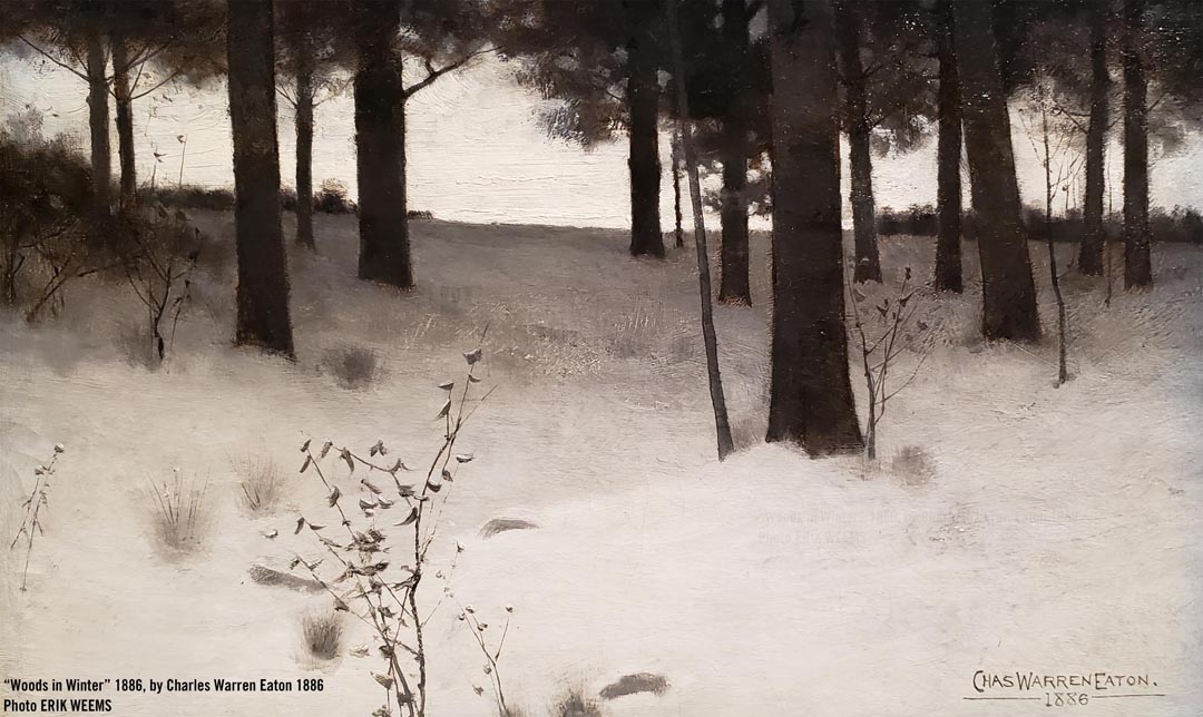 Detail closeup - Woods in Winter by Charles Warren Eaton 1886